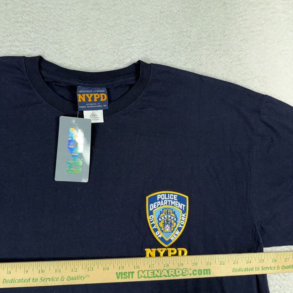 NYPD Officially Licensed Navy Blue Embroidered Shield T-Shirt Mens 2XL NWT - Picture 3 of 6
